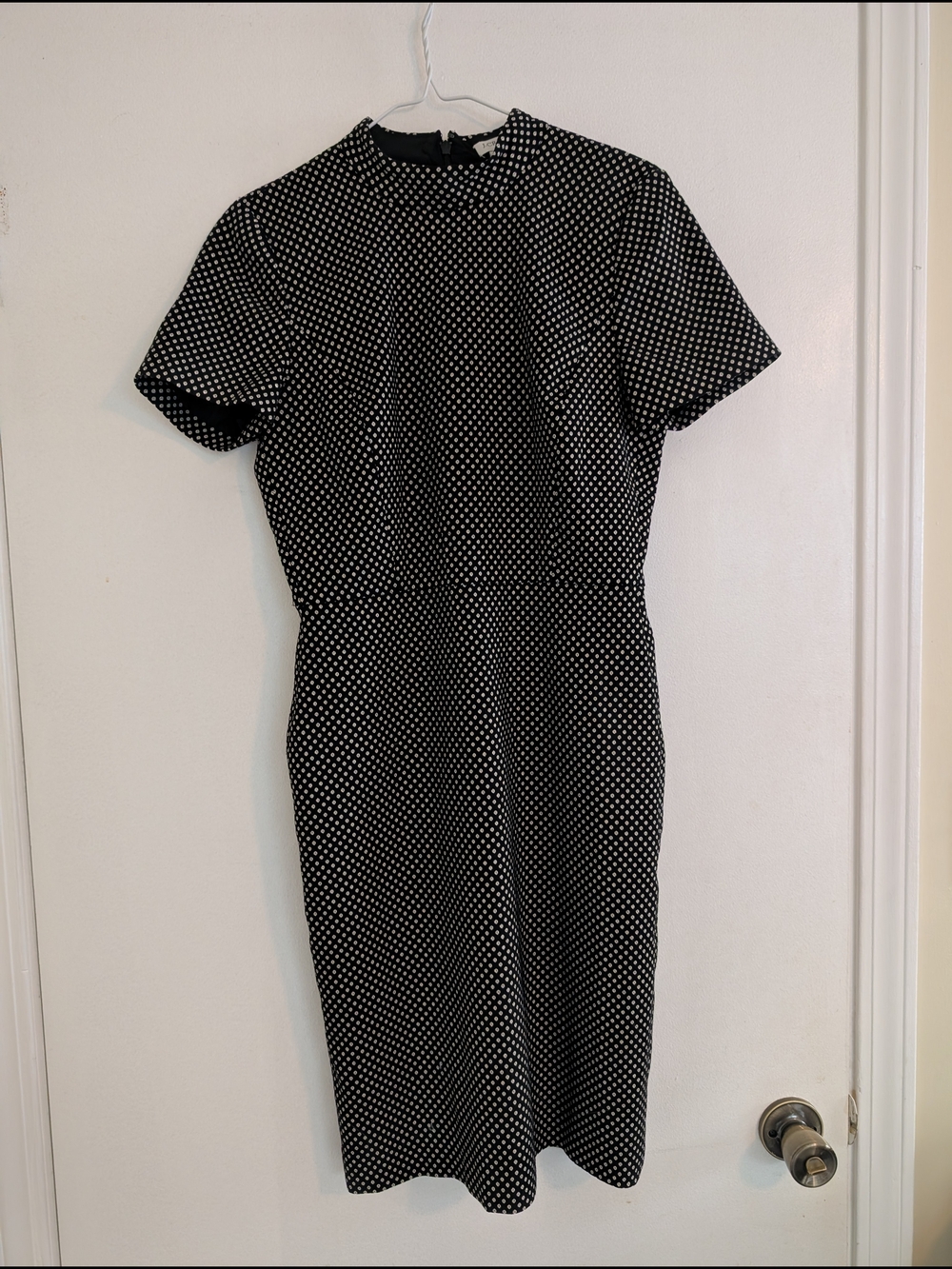 J. Crew Black, White and Gold Medallion Print Midi Dress